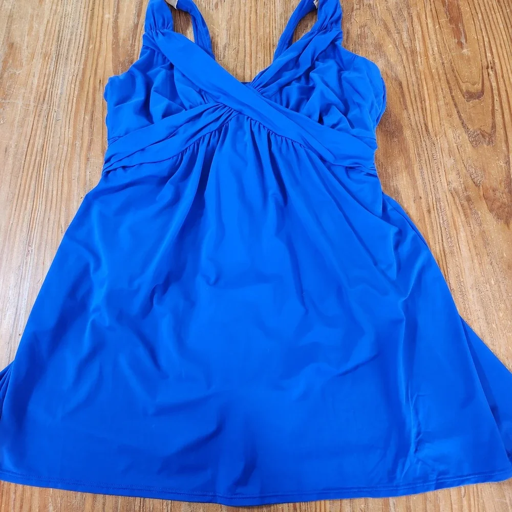 Lands' End Women's‎ Royal Blue One Piece Swimsuit Dress Sz 18W Beach Vacation